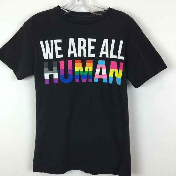 Spencer's Tops - ❤️ We Are All Human lgbt short sleeve shirt small